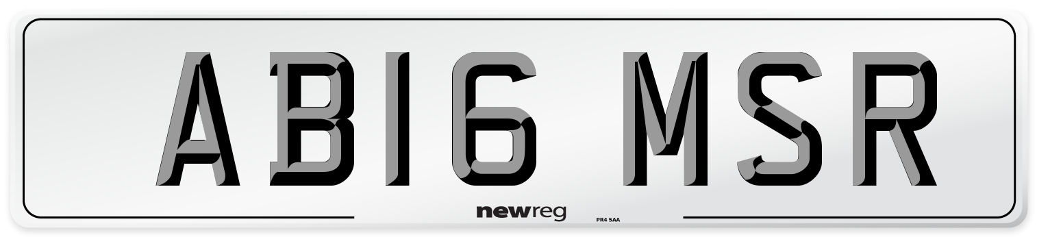 AB16 MSR Number Plate from New Reg
